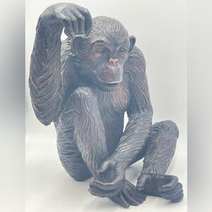 Expo Inc: Poly Resin Chimpanzee Sculpture in Seated Position - Rare Find